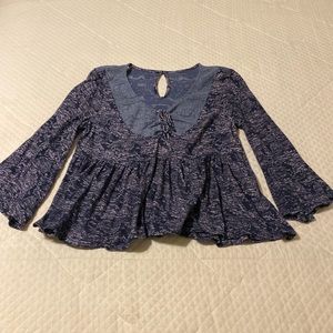 Small Anthropologie blue peasant blouse (#11)